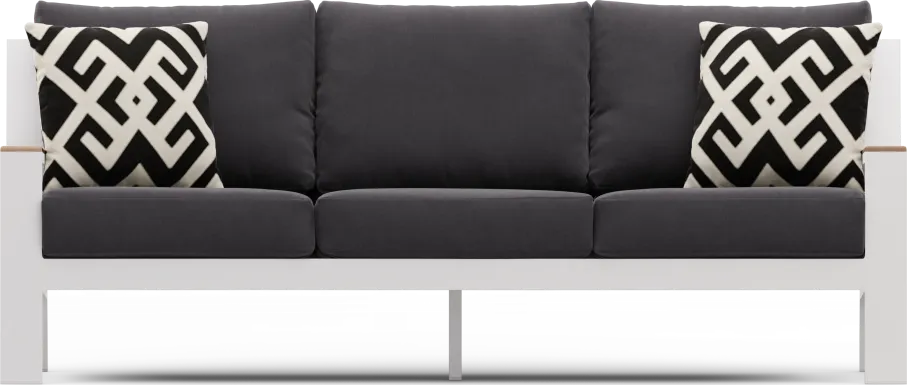 Solana White Outdoor Sofa with Charcoal Cushions