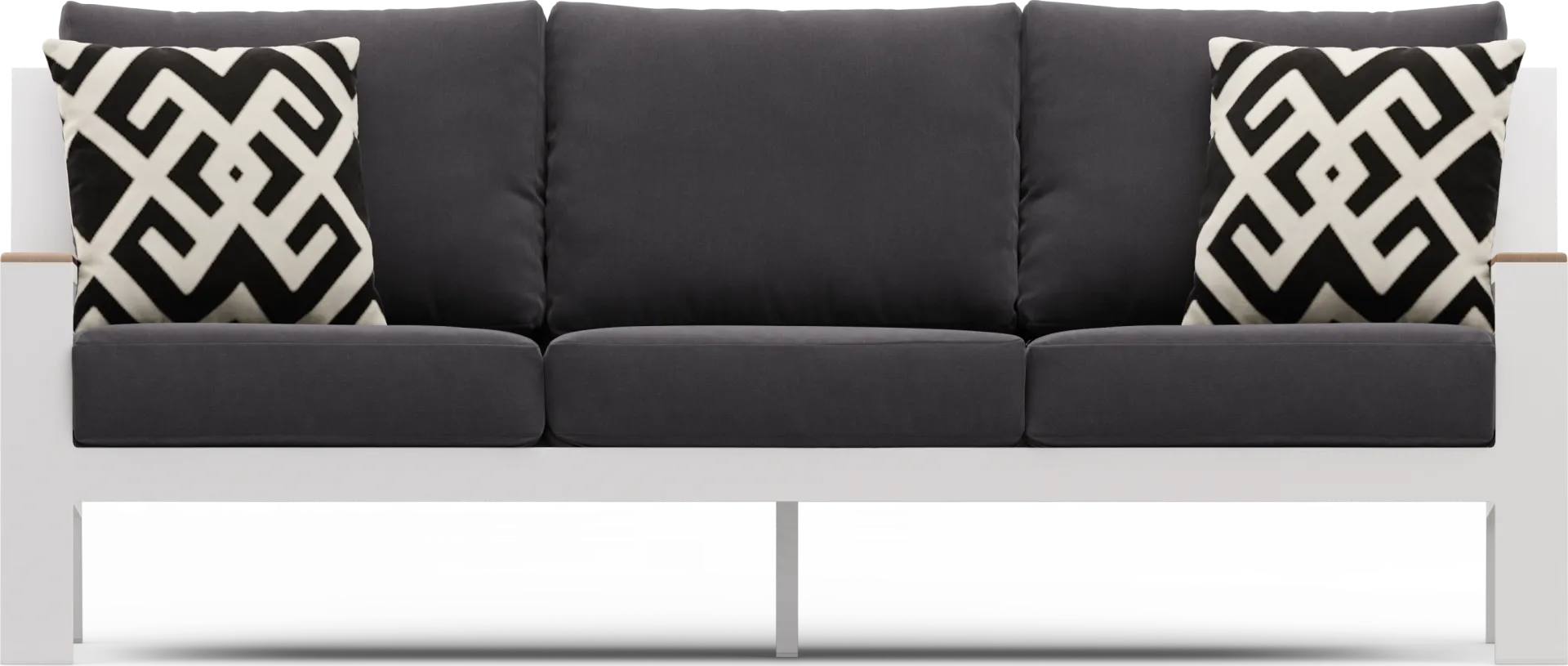 Solana White Outdoor Sofa with Charcoal Cushions - Image 2