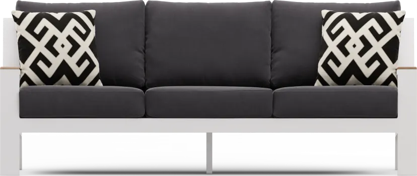Solana White Outdoor Sofa with Charcoal Cushions