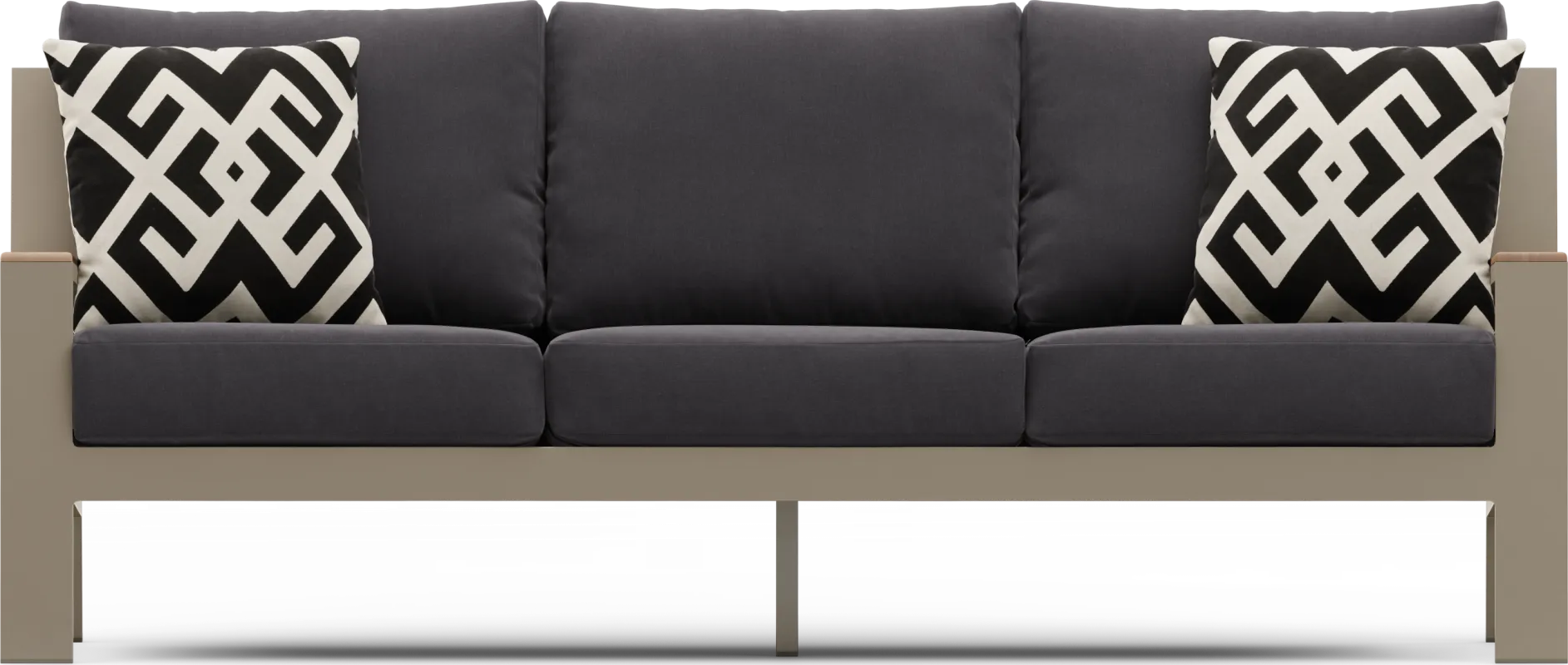 Solana Taupe Outdoor Sofa with Charcoal Cushions