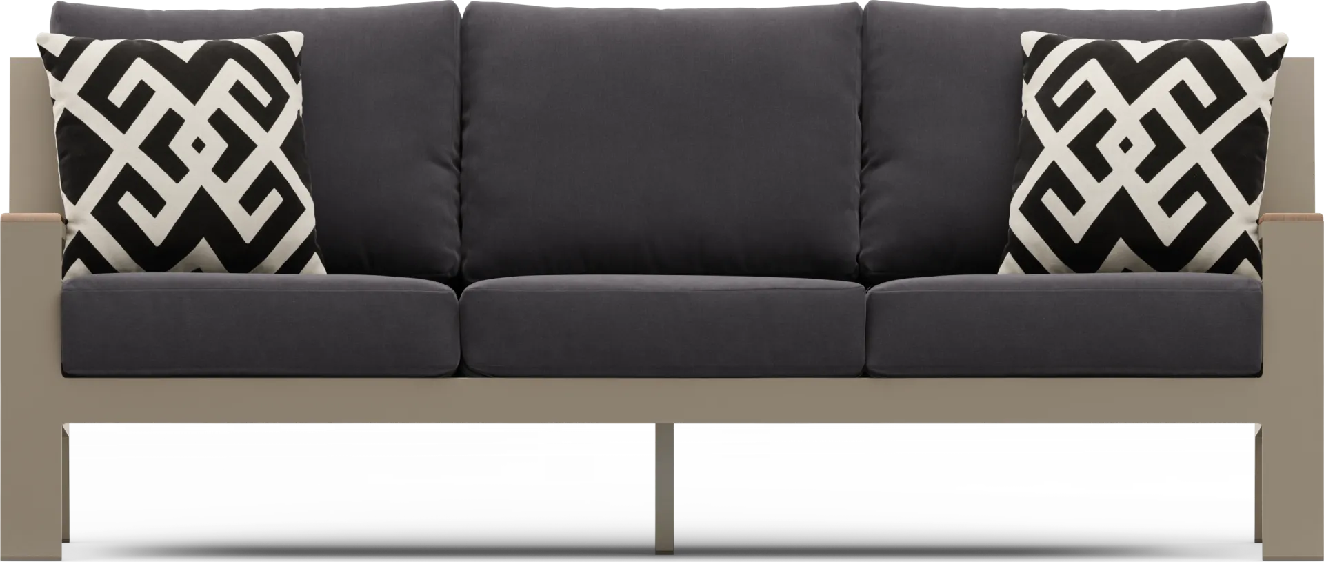 Solana Taupe Outdoor Sofa with Charcoal Cushions - Image 2