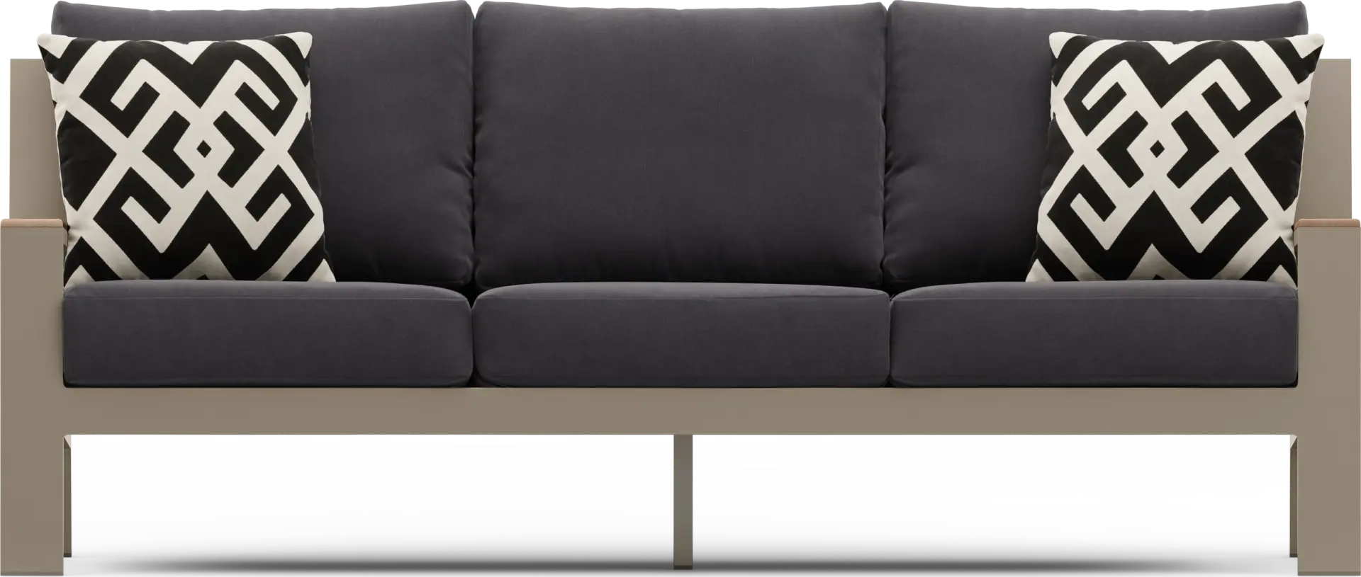 Solana Taupe Outdoor Sofa with Charcoal Cushions