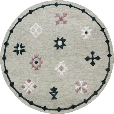 Paslier Gray/Multi 7' Round Rug