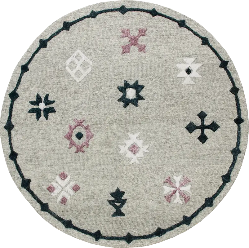 Paslier Gray/Multi 7' Round Rug