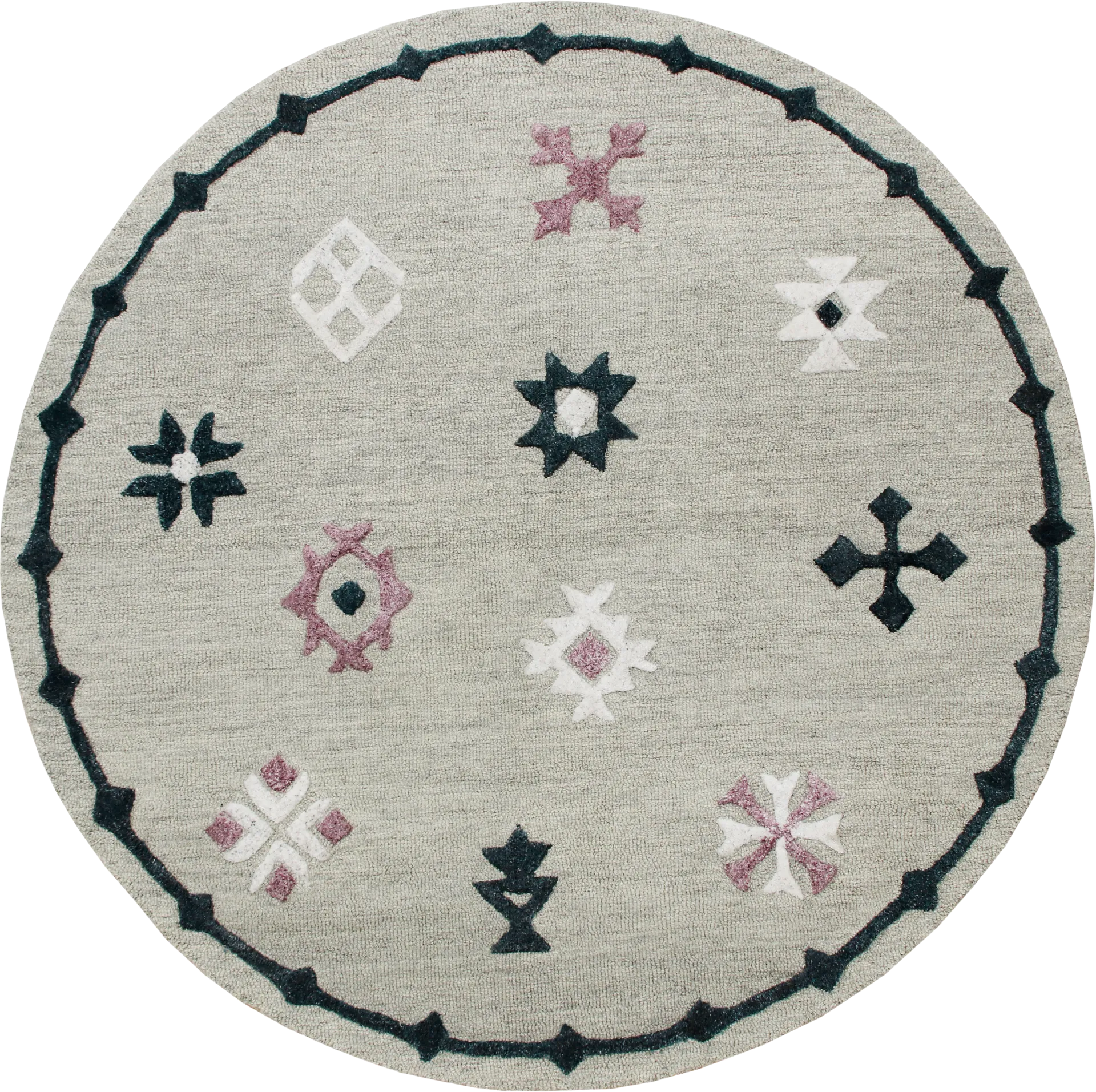 Paslier Gray/Multi 7' Round Rug - Image 1