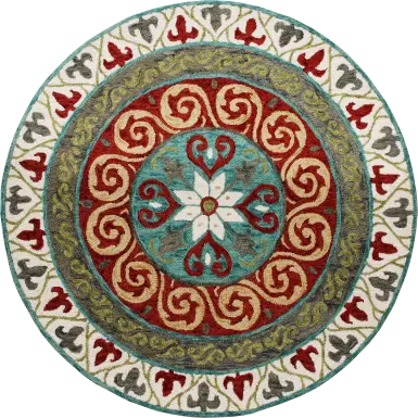 Waltois Ivory/Red 5' Round Rug