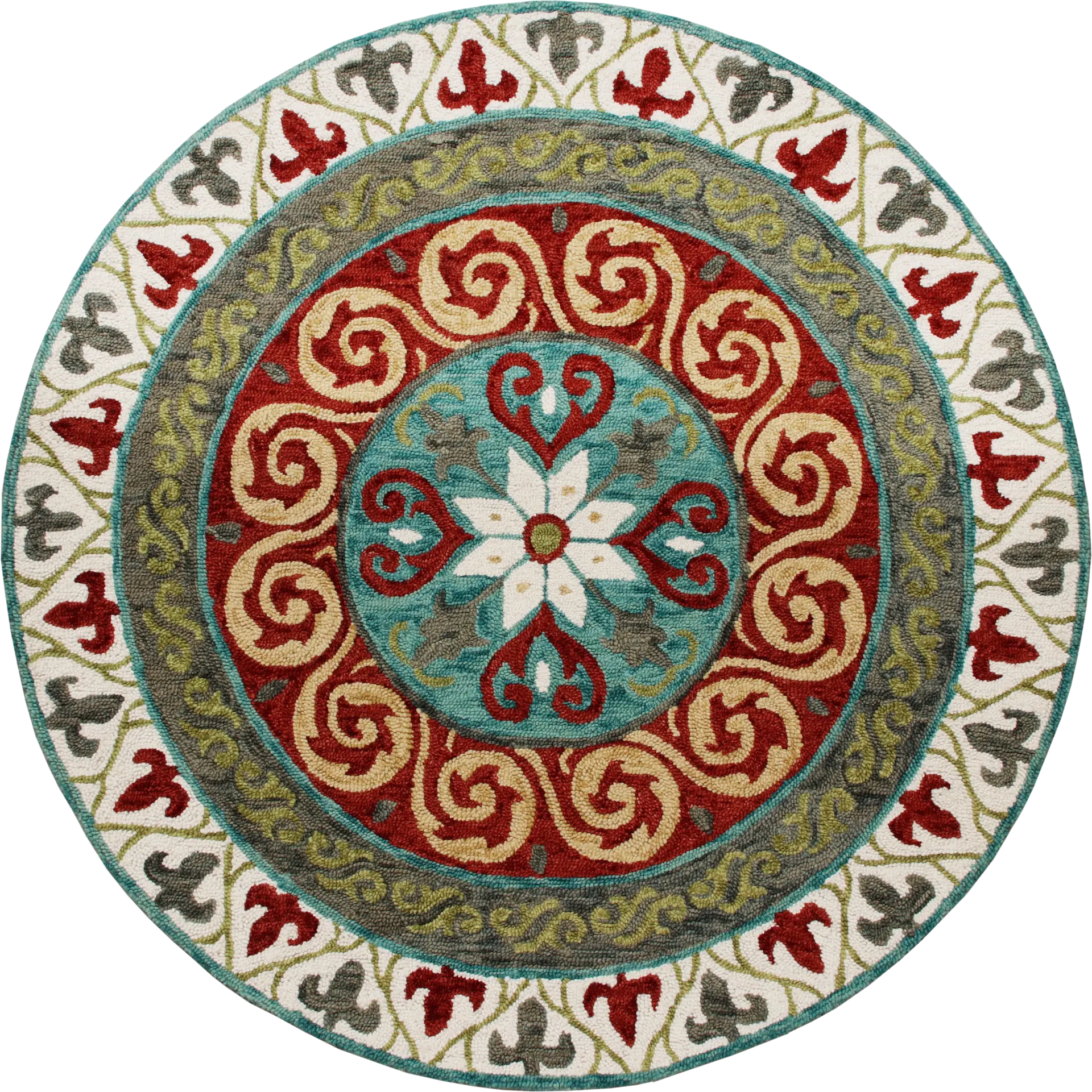 Waltois Ivory/Red 5' Round Rug