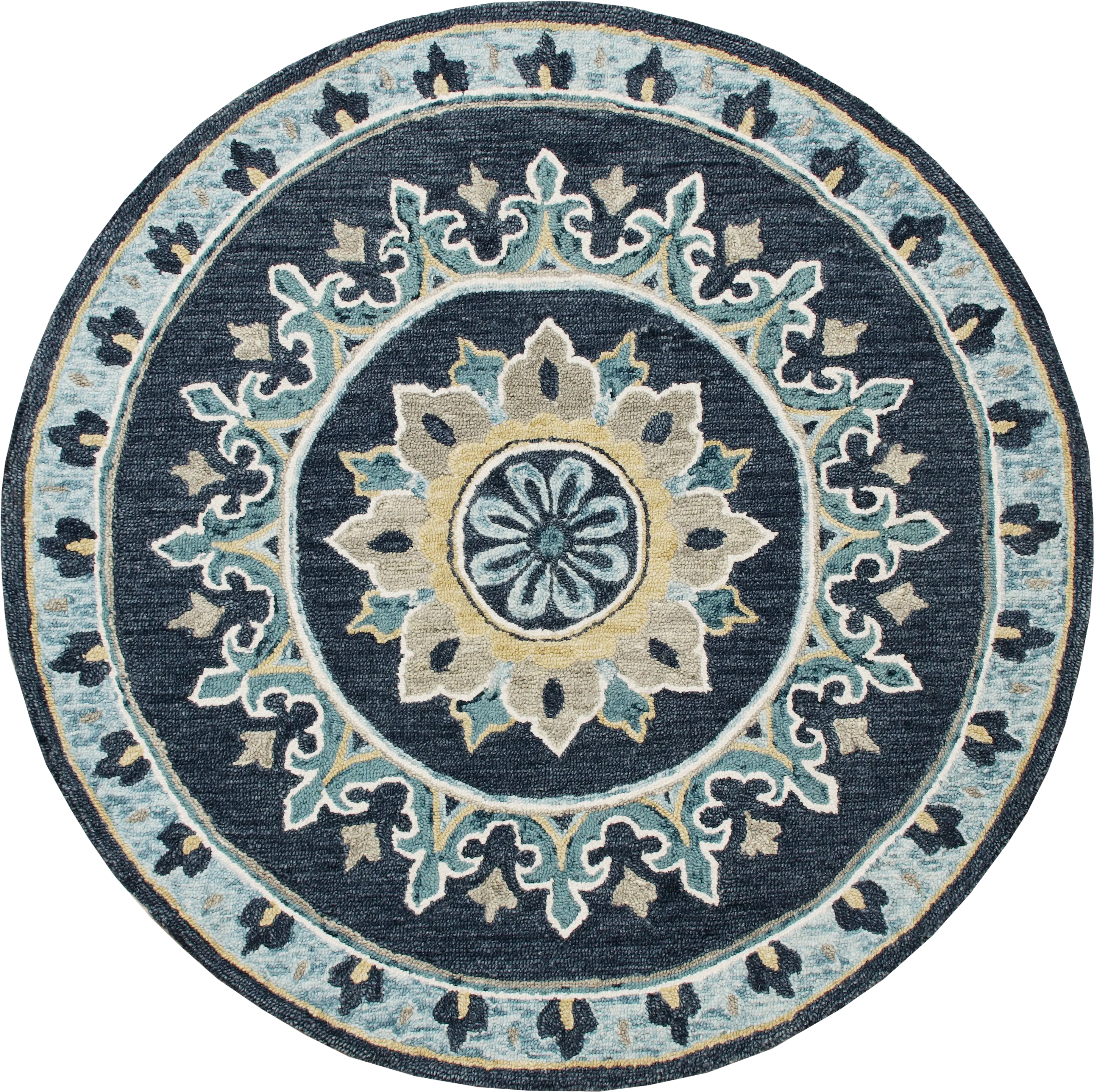Exmeda Blue/Multi 7' Round Rug - Thumbnail - Image 1
