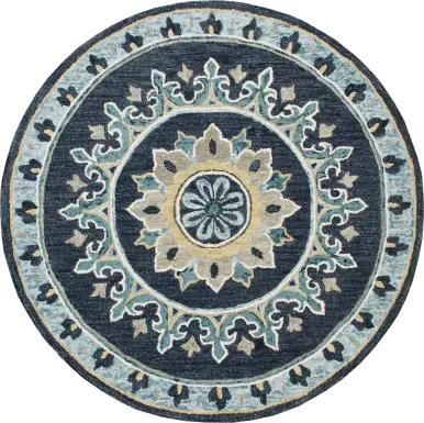 Exmeda Blue/Multi 7' Round Rug