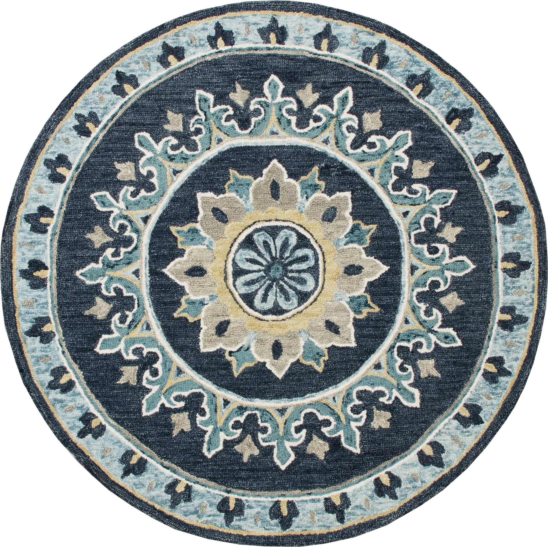 Exmeda Blue/Multi 5' Round Rug