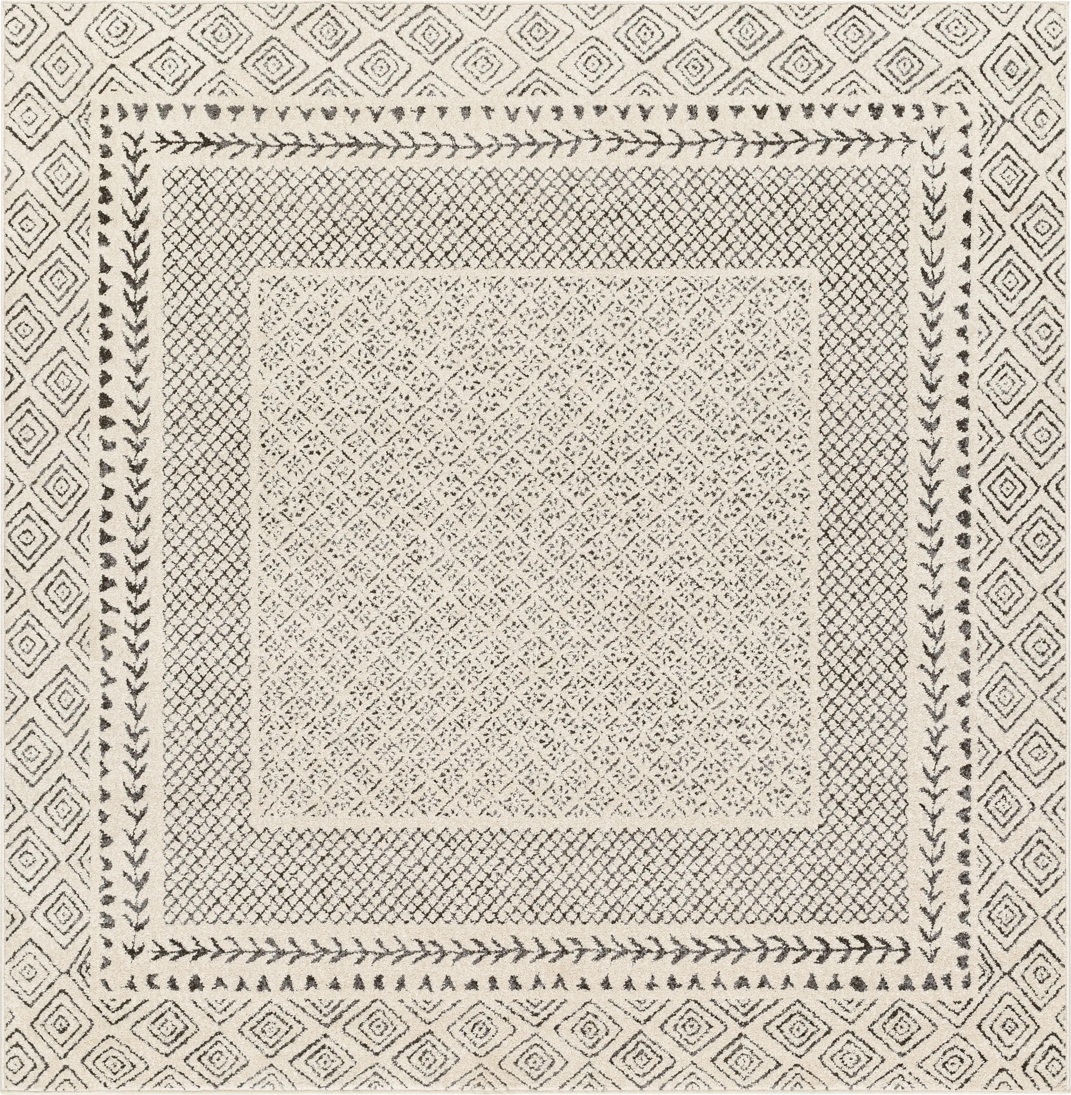 Elnaria Charcoal 6'7 Square Rug - Thumbnail - Image 1