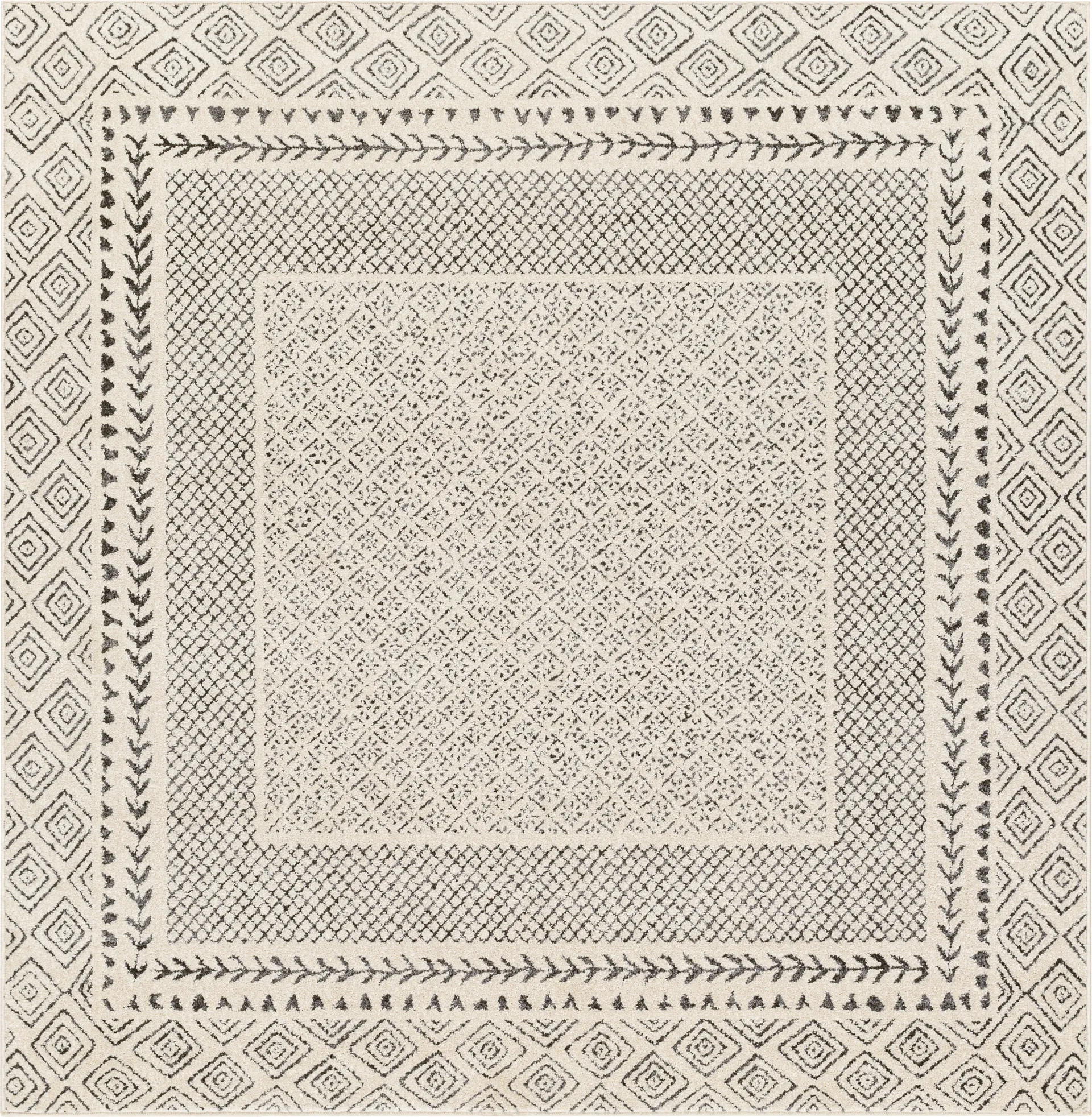 Elnaria Charcoal 6'7 Square Rug - Image 1