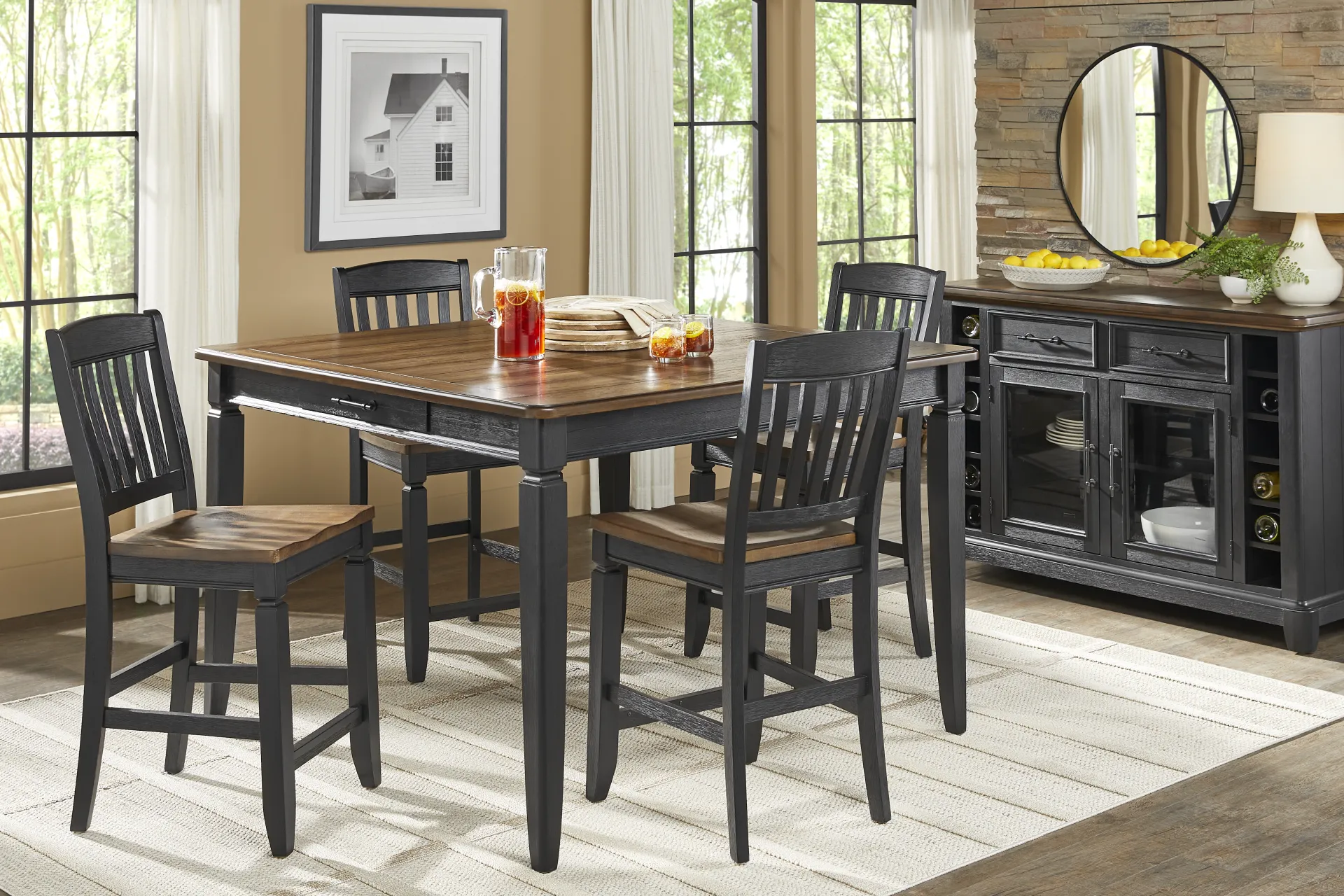 Country Lane Black Counter Height Dining Table - Image 2