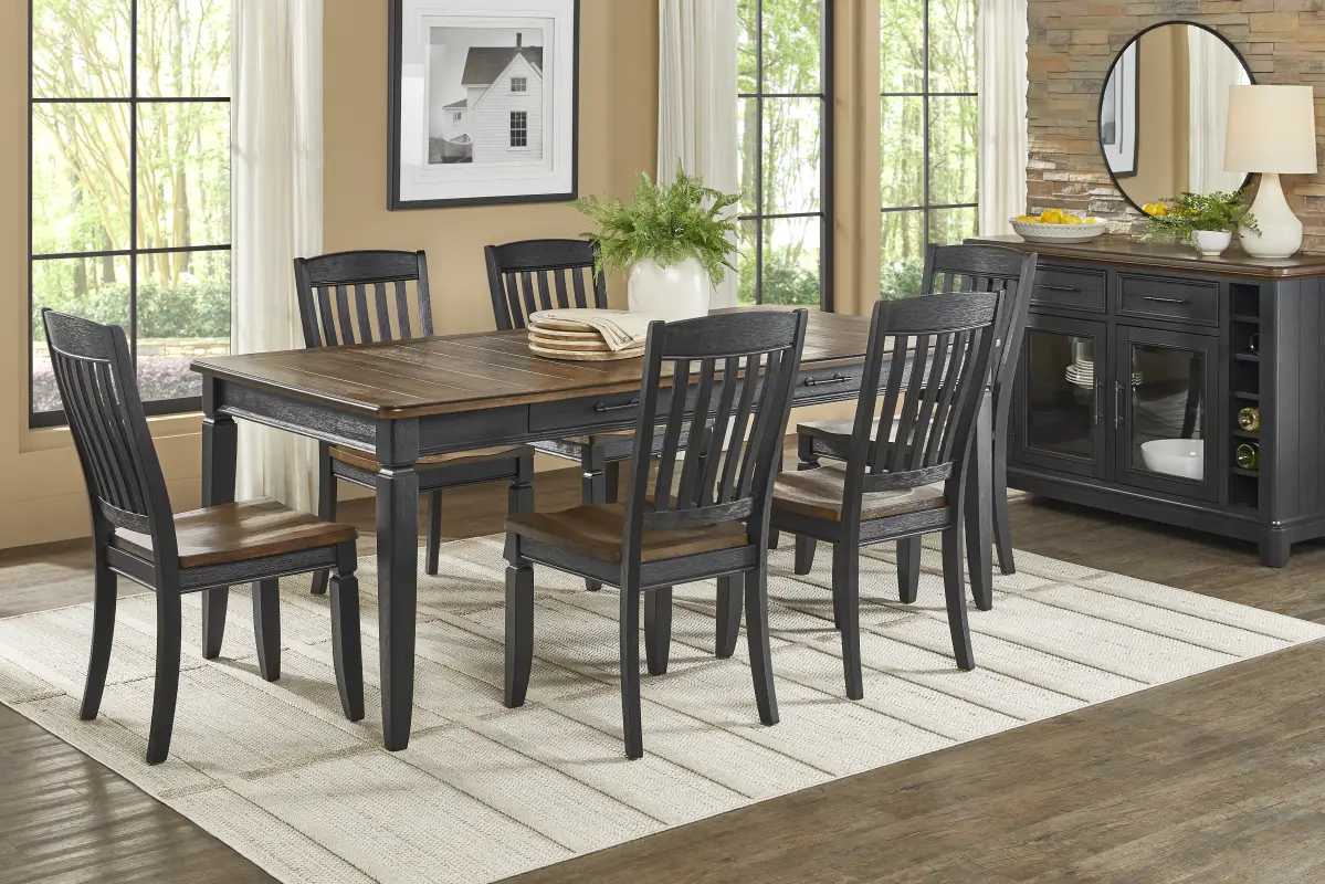Country Lane Black Rectangle Dining Table