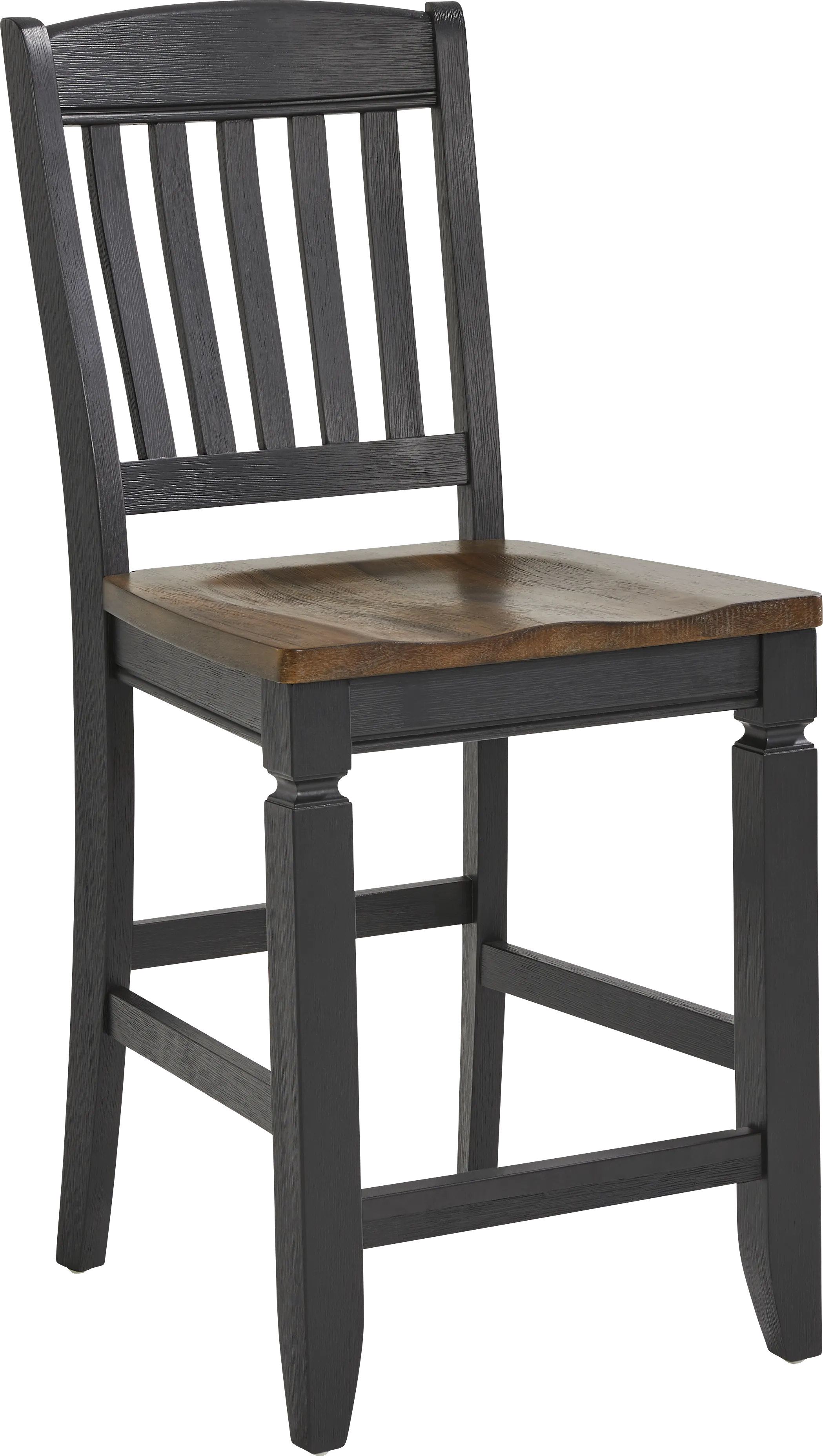 Country Lane Black Slat Back Counter Height Stool - Thumbnail - Image 1