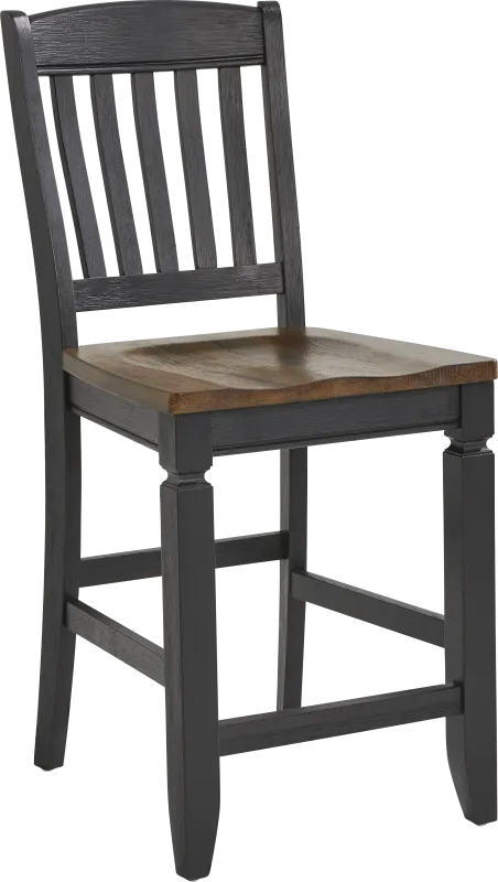 Country Lane Black Slat Back Counter Height Stool