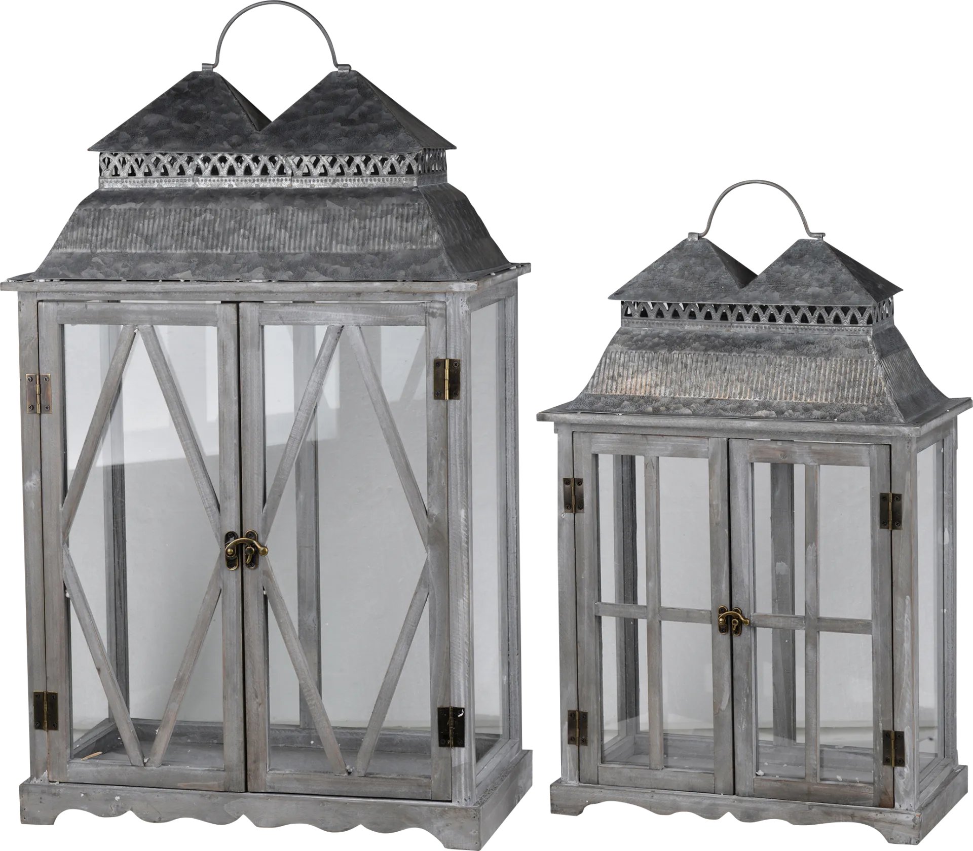Jeelu Gray Lantern, Set of 2 - Image 1