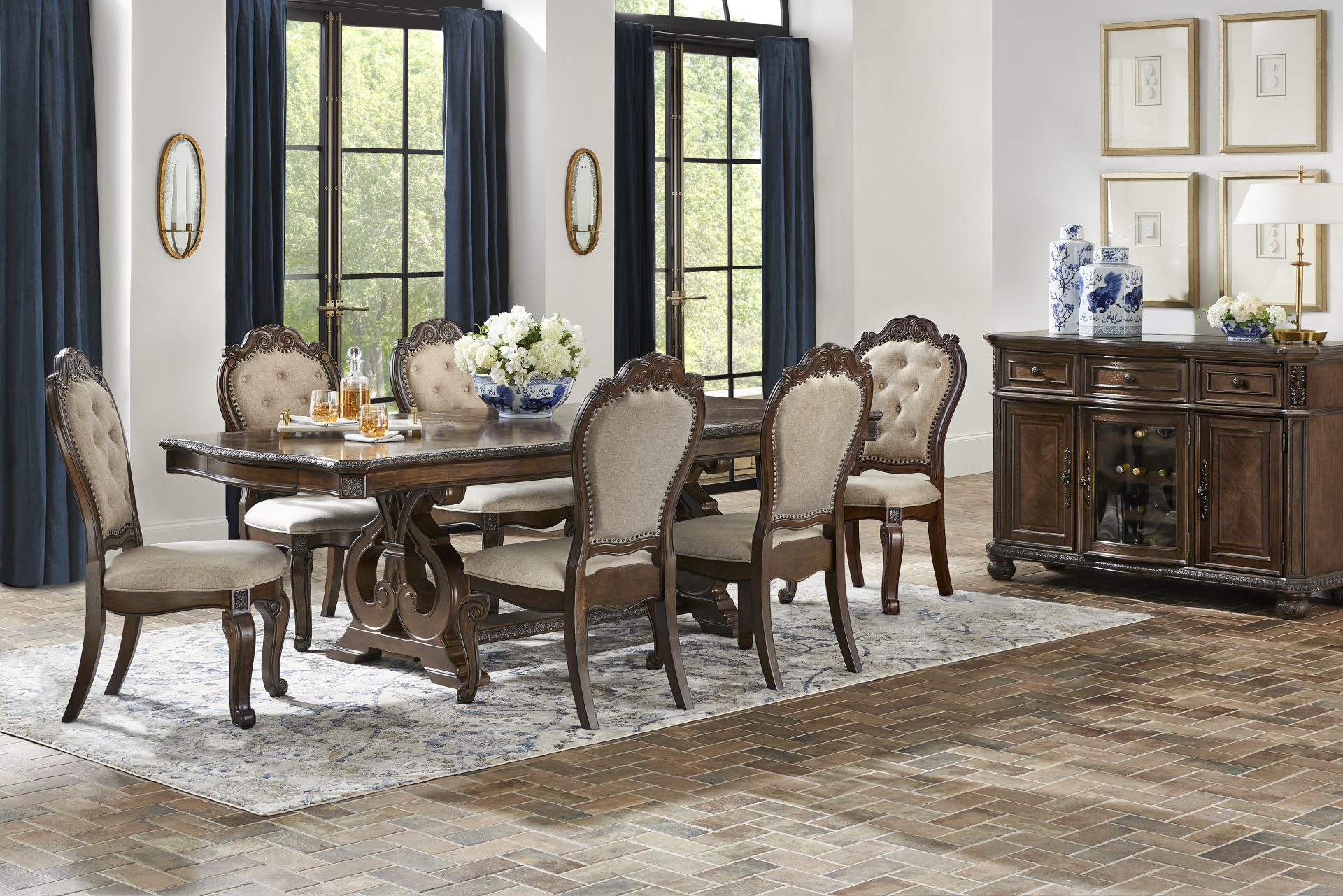 Stalton Estate Brown 5 Pc Dining Room with Upholstered Chairs - Image 1