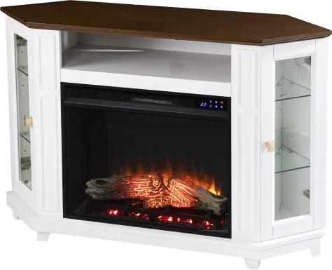Taliferro IV White 46 in. Console, With Touch Panel Electric Log Fireplace