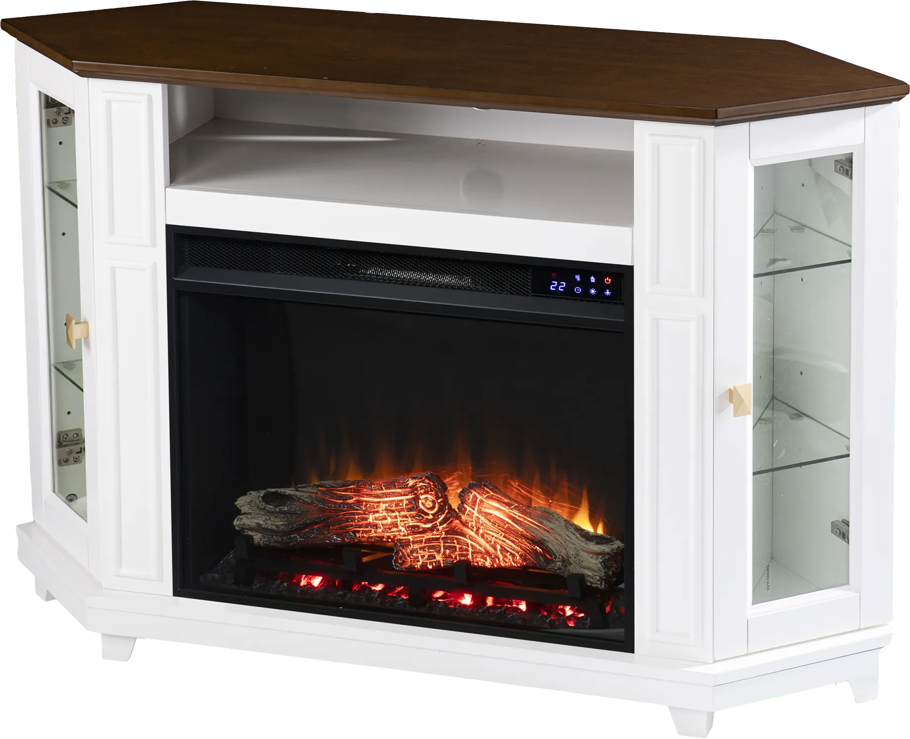 Taliferro IV White 46 in. Console, With Touch Panel Electric Log Fireplace - Image 1