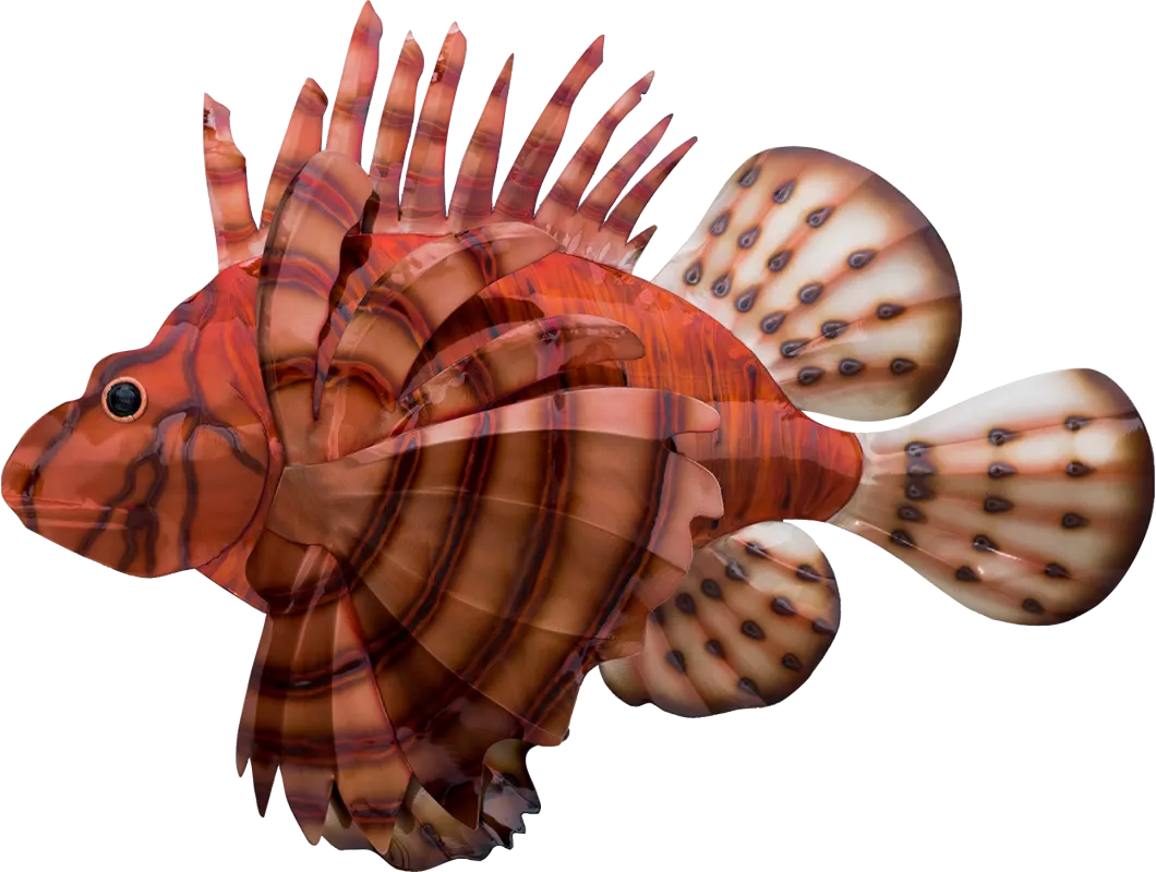 Vibrant Lion Fish Red Outdoor Wall Art