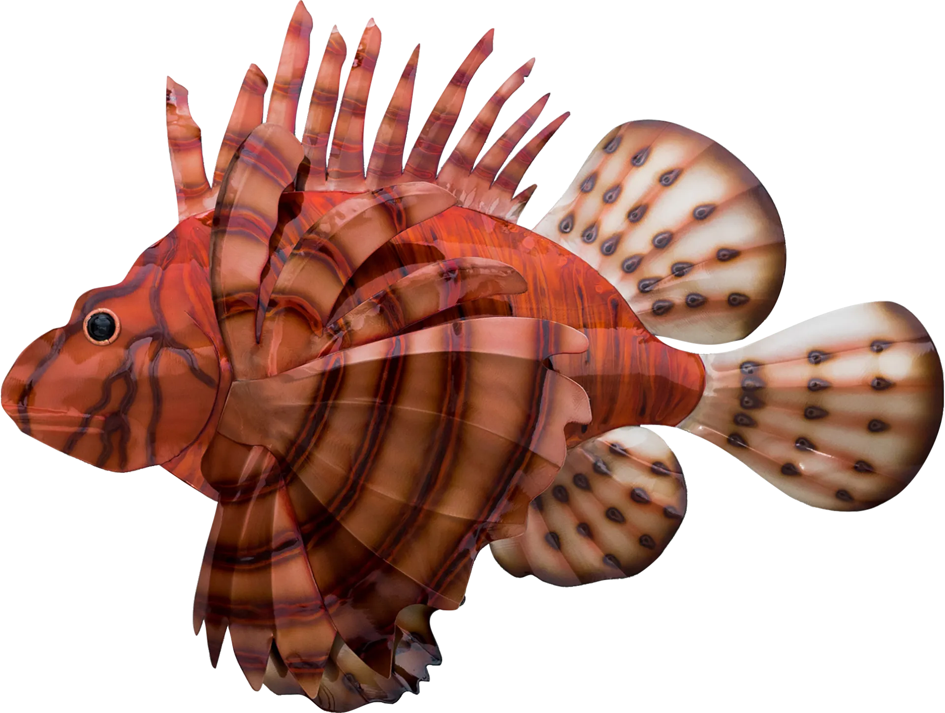 Vibrant Lion Fish Red Outdoor Wall Art - Image 1