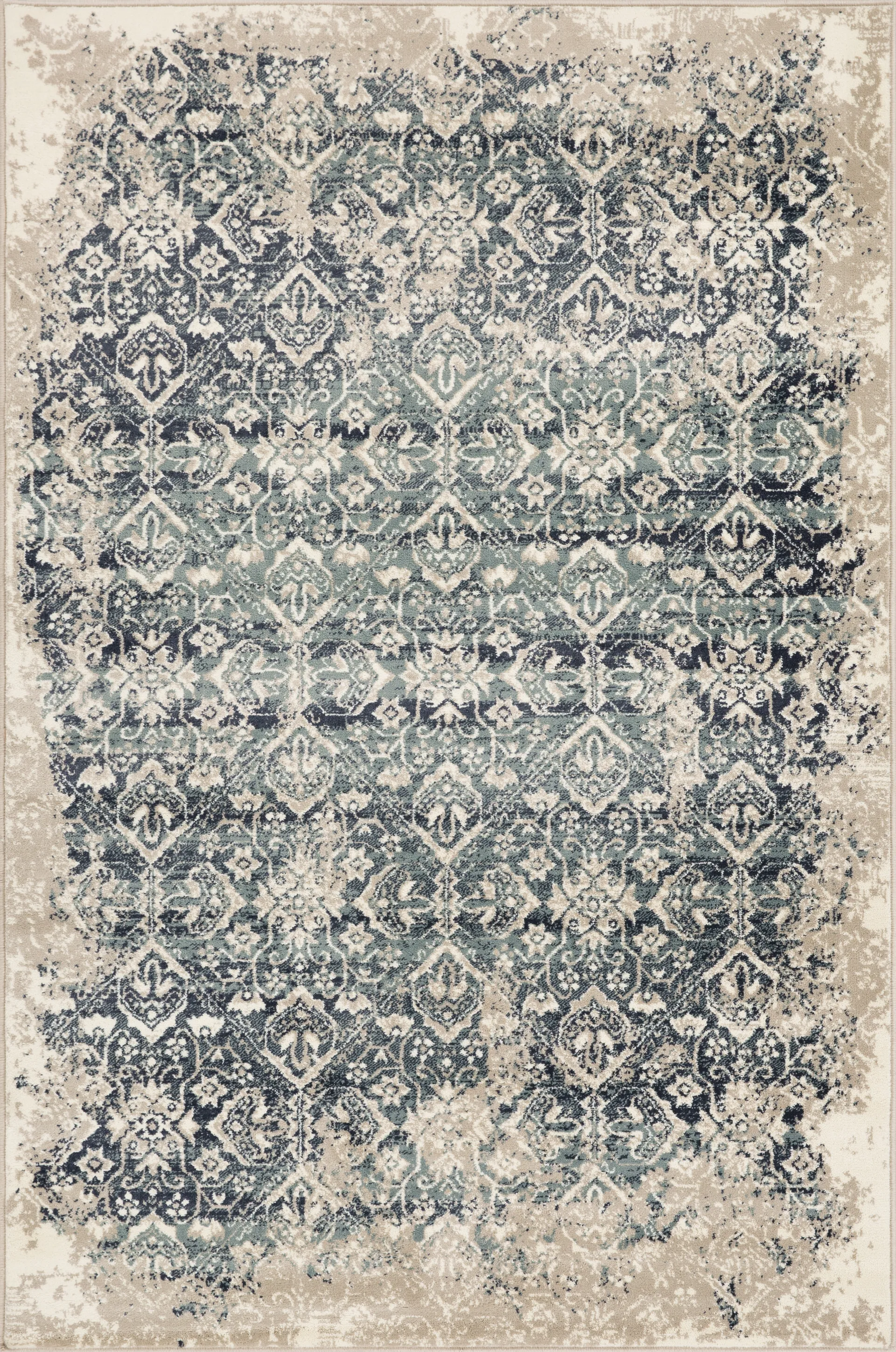 Dunnora Ivory/Blue 7'7 x 10'10 Rug - Image 1