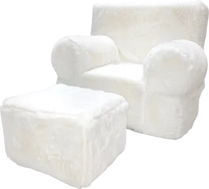 Kids Karlotta White Chair & Ottoman Set