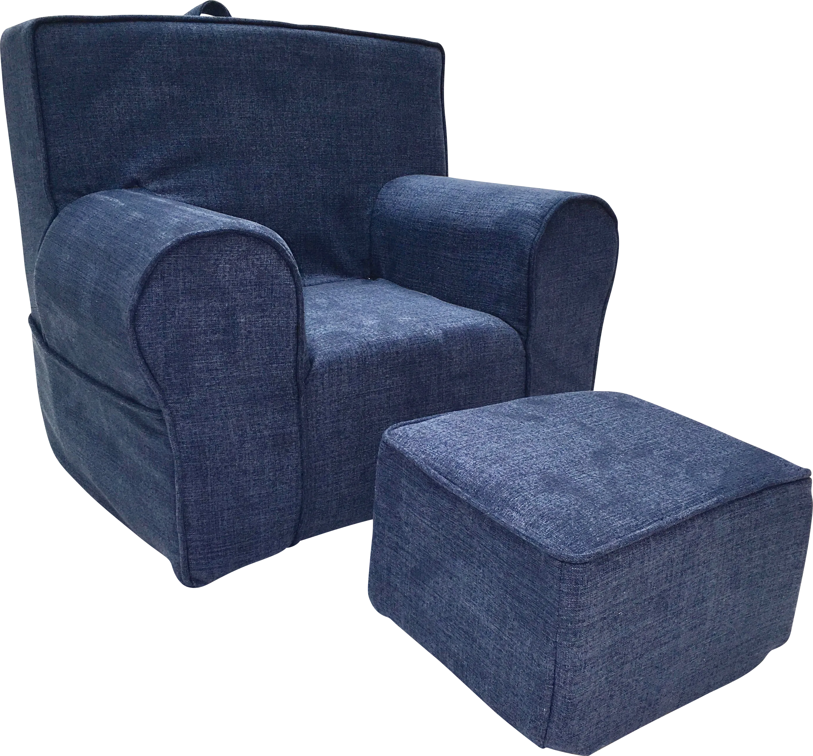 Kids Karlotta Blue Chair & Ottoman Set - Thumbnail - Image 1