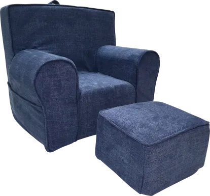 Kids Karlotta Blue Chair & Ottoman Set