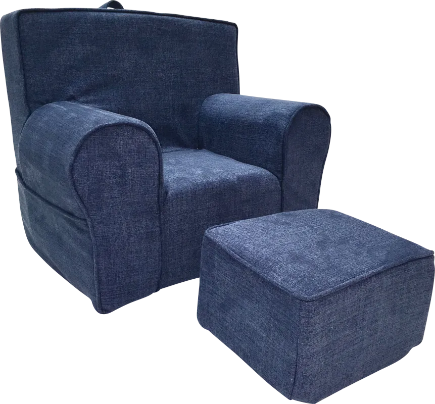 Kids Karlotta Blue Chair & Ottoman Set
