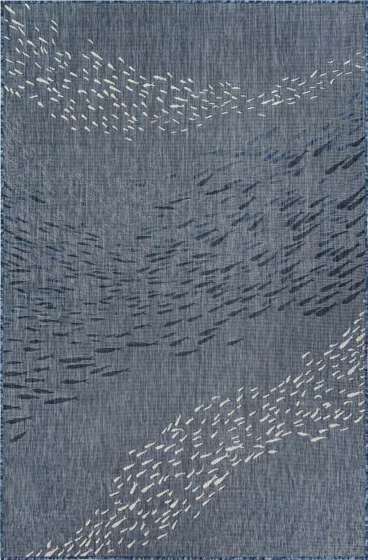 Tropical Adventures Navy 6'6 x 9'4 Indoor/Outdoor Rug