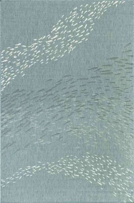 Tropical Adventures Aqua 6'6 x 9'4 Indoor/Outdoor Rug