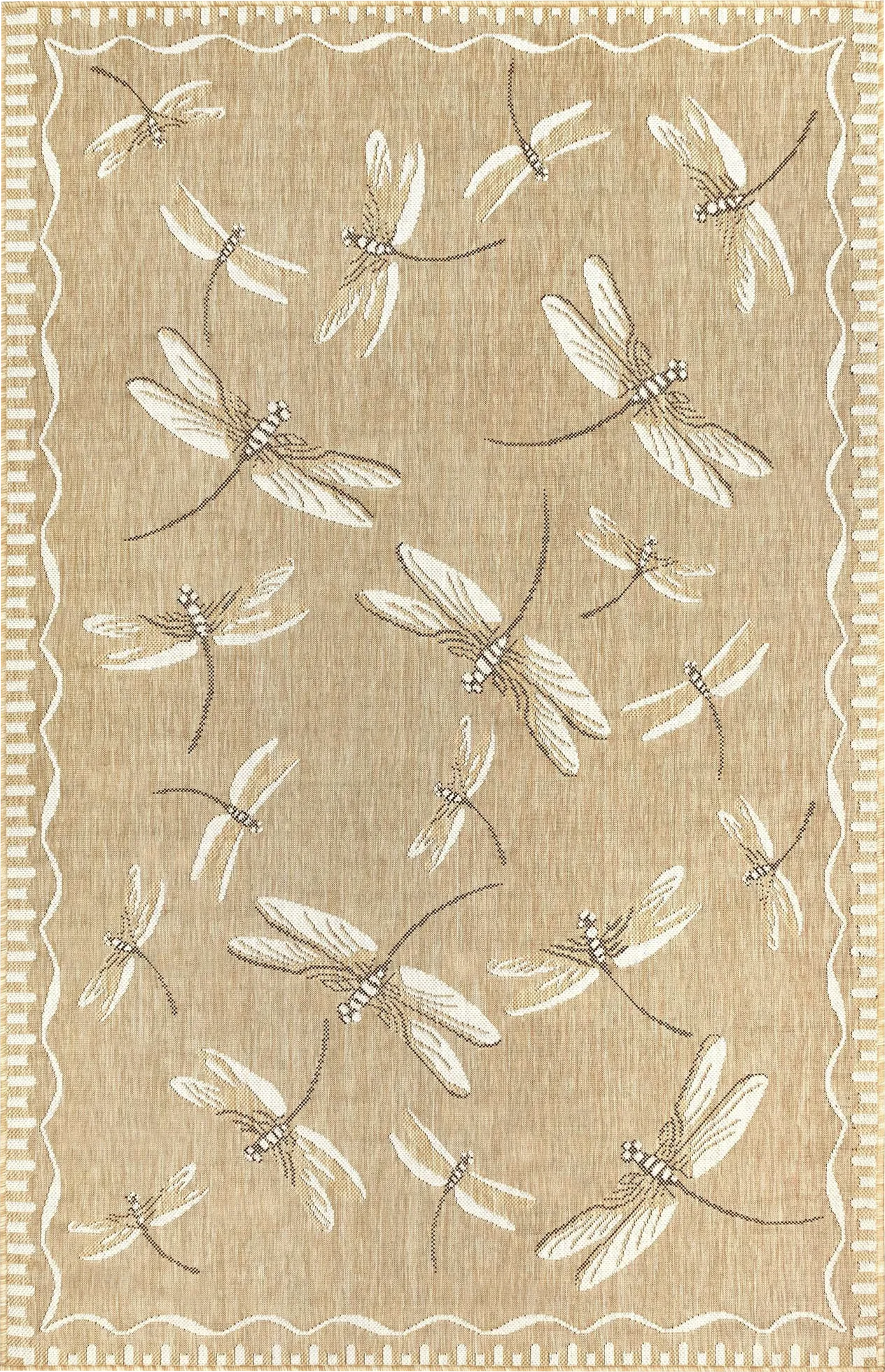 Dragonfly Dance Sand 4'10 x 7'6 Indoor/Outdoor Rug - Image 1