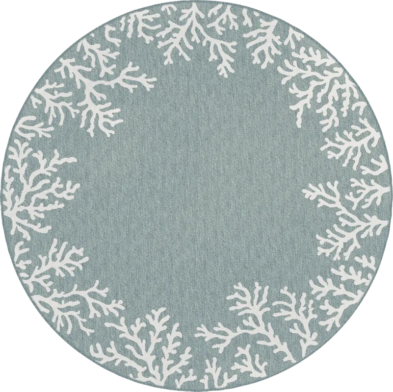Placida Aqua 7'10 Round Indoor/Outdoor Rug