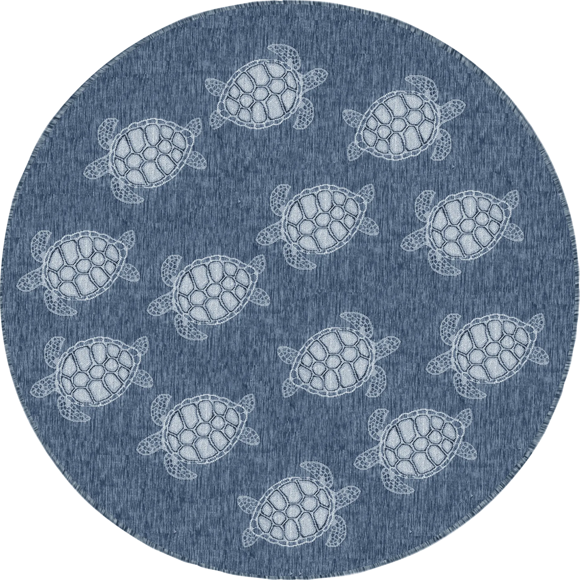 Turtle Cove Navy 7'10 Round Indoor/Outdoor Rug - Image 1