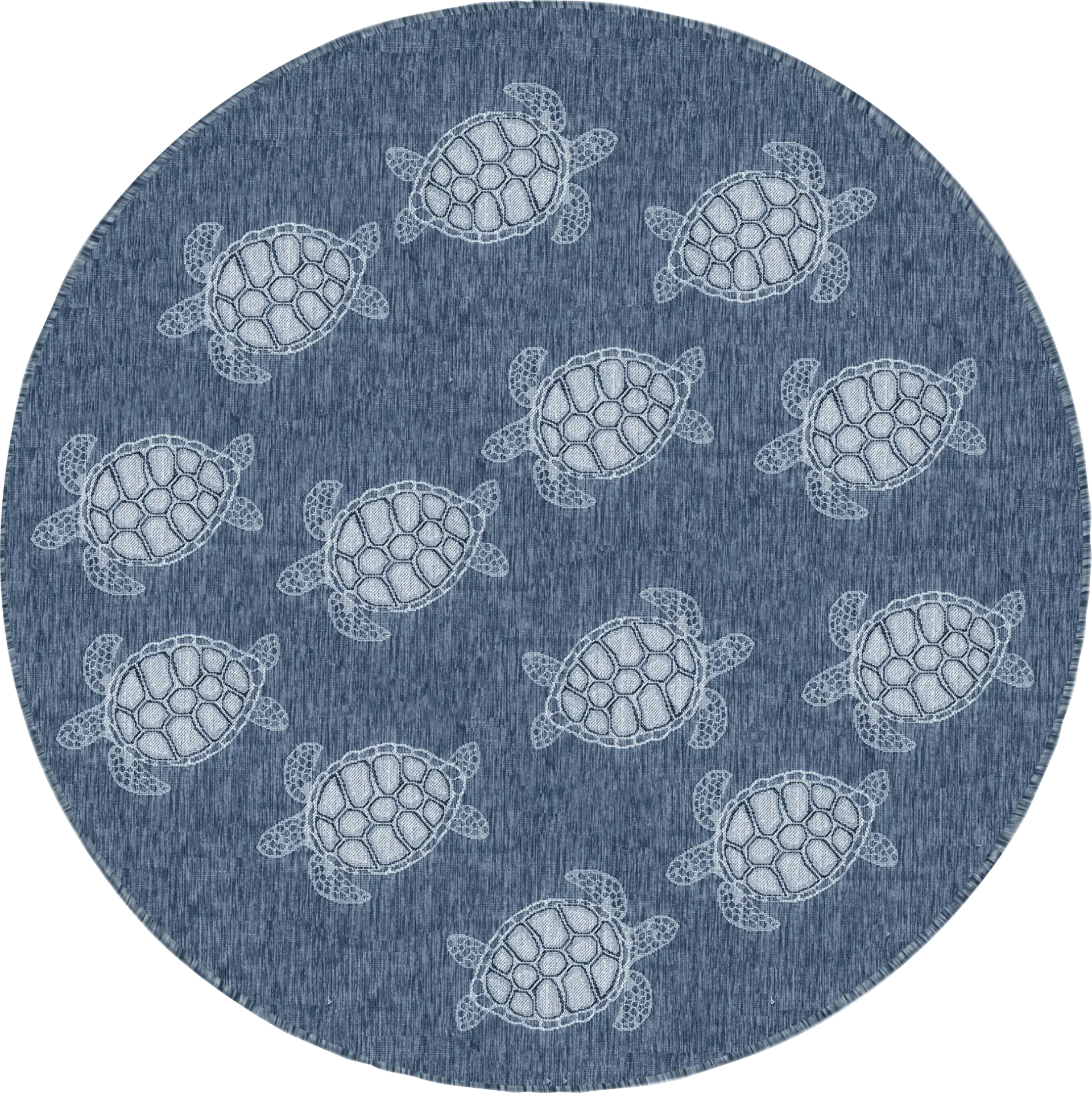 Turtle Cove Navy 7'10 Round Indoor/Outdoor Rug