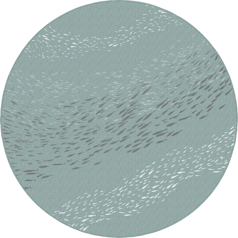 Tropical Adventures Aqua 7'10 Round Indoor/Outdoor Rug