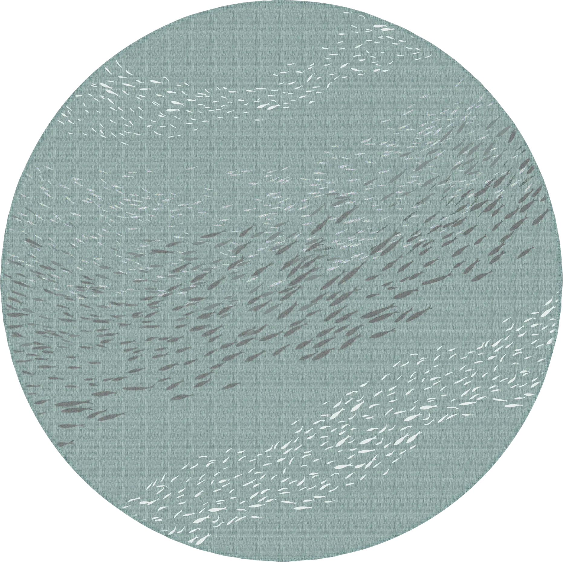 Tropical Adventures Aqua 7'10 Round Indoor/Outdoor Rug - Image 1