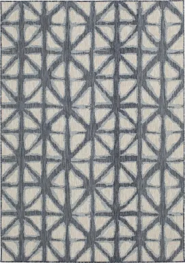 Shibori Stripes Dark Blue 6' x 9' Indoor/Outdoor Rug