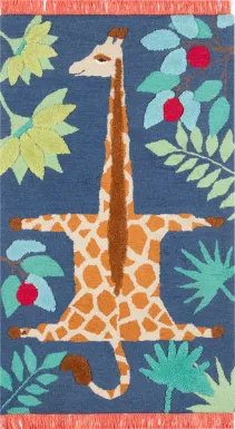 Kids Giggly Giraffe Navy 3' x 5' Rug