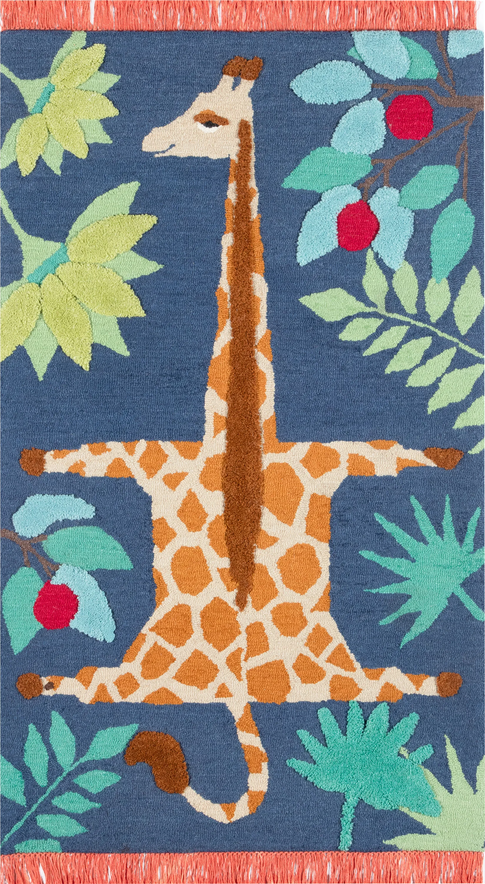 Kids Giggly Giraffe Navy 3' x 5' Rug - Image 1