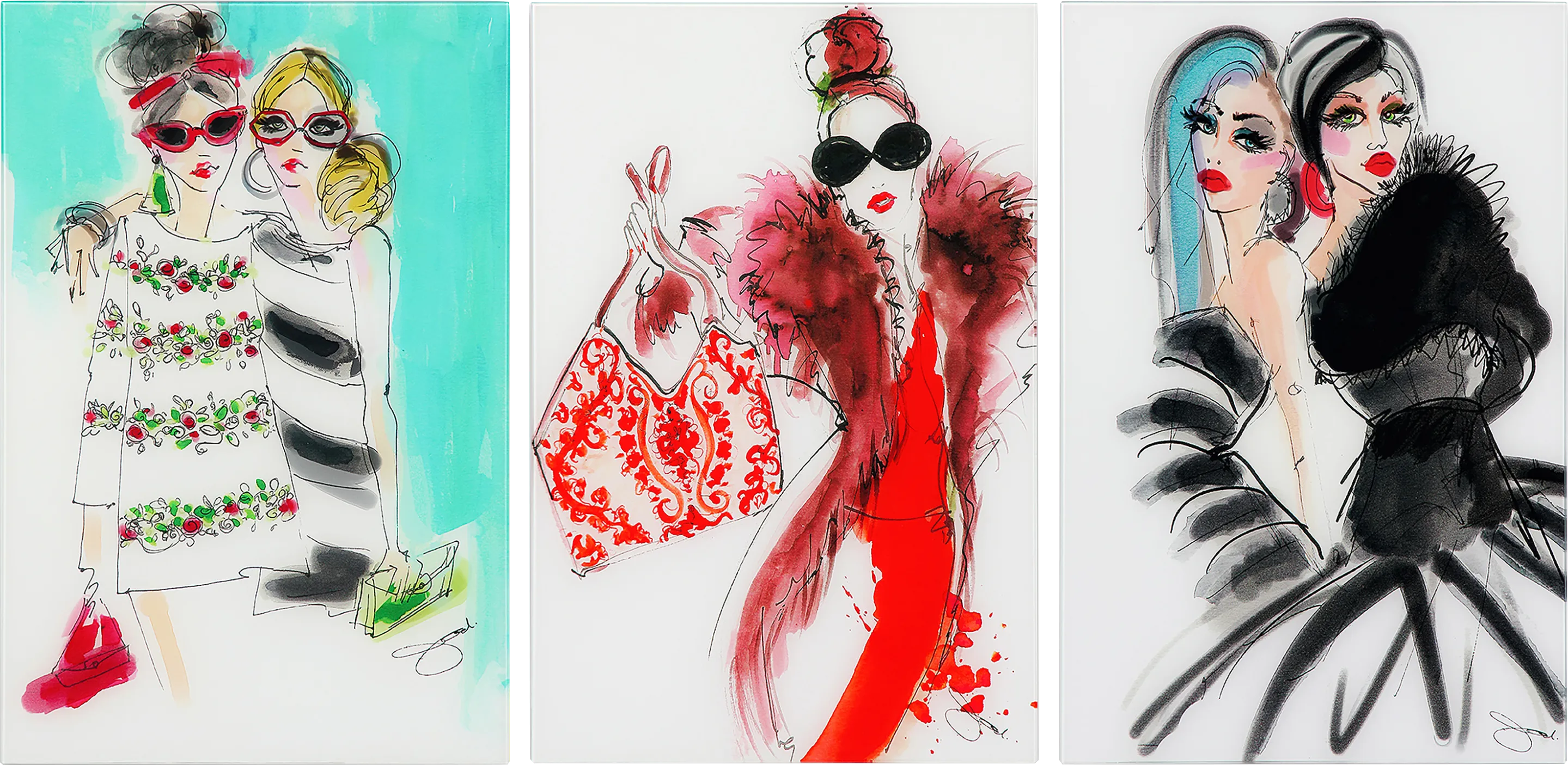 Kids Runway Friends White Glass Wall Art - Thumbnail - Image 1