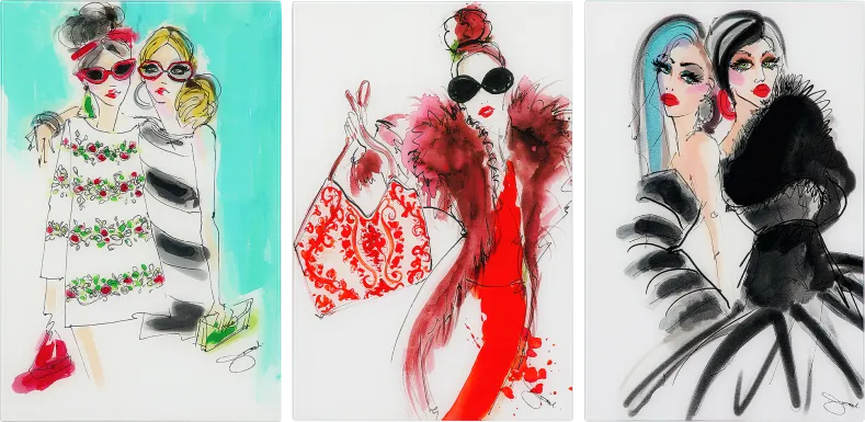 Kids Runway Friends White Glass Wall Art