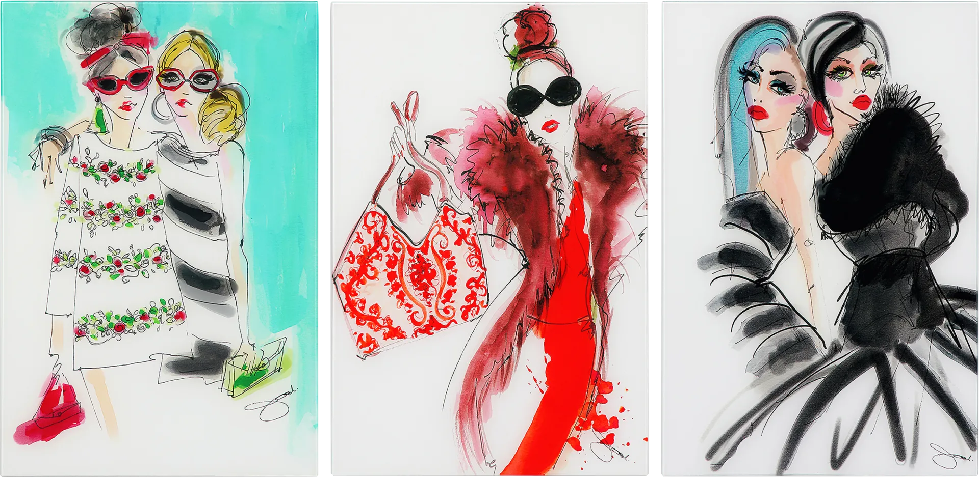 Kids Runway Friends White Glass Wall Art - Image 1