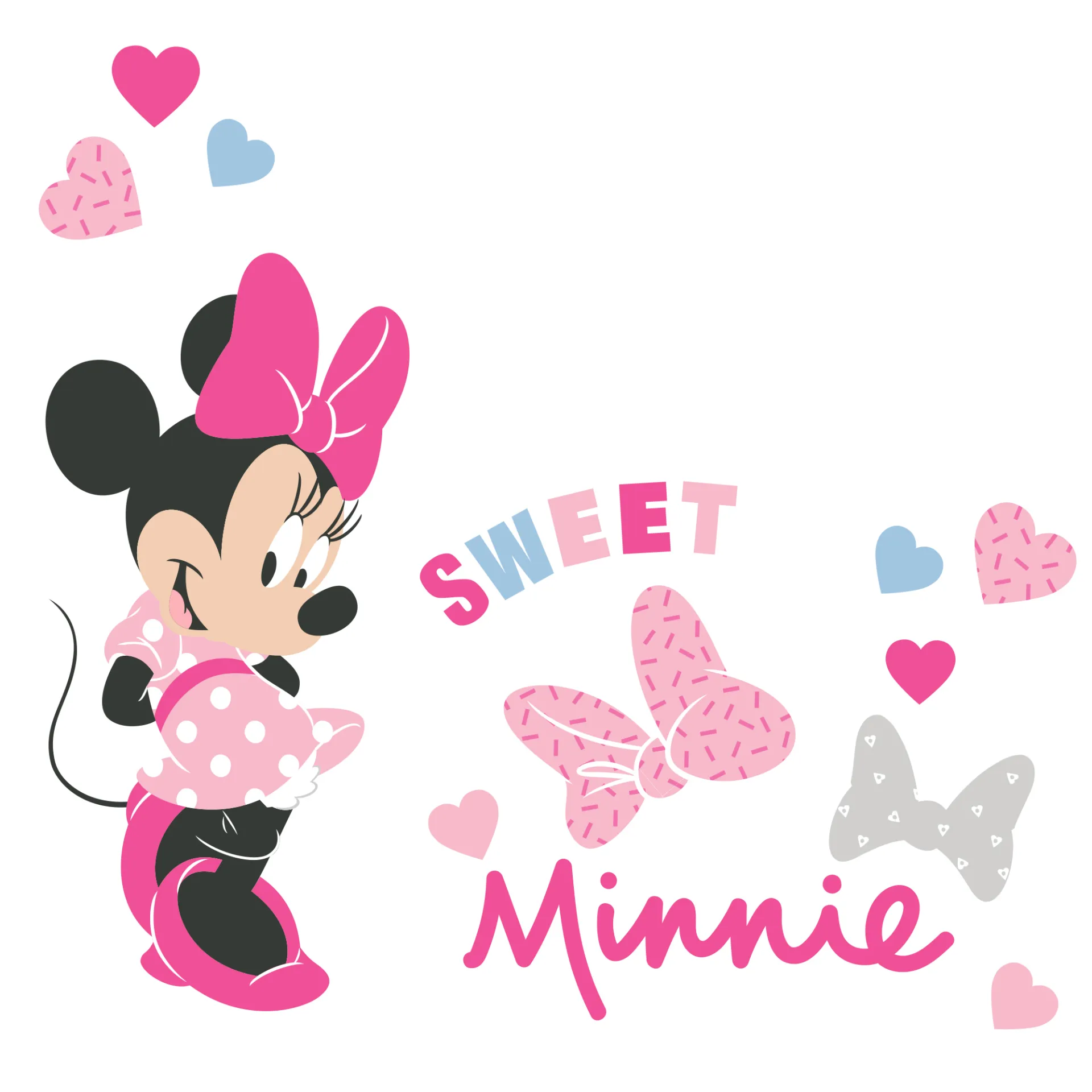 Kids Minnie Mouse Love Pink Wall Decals - Image 1