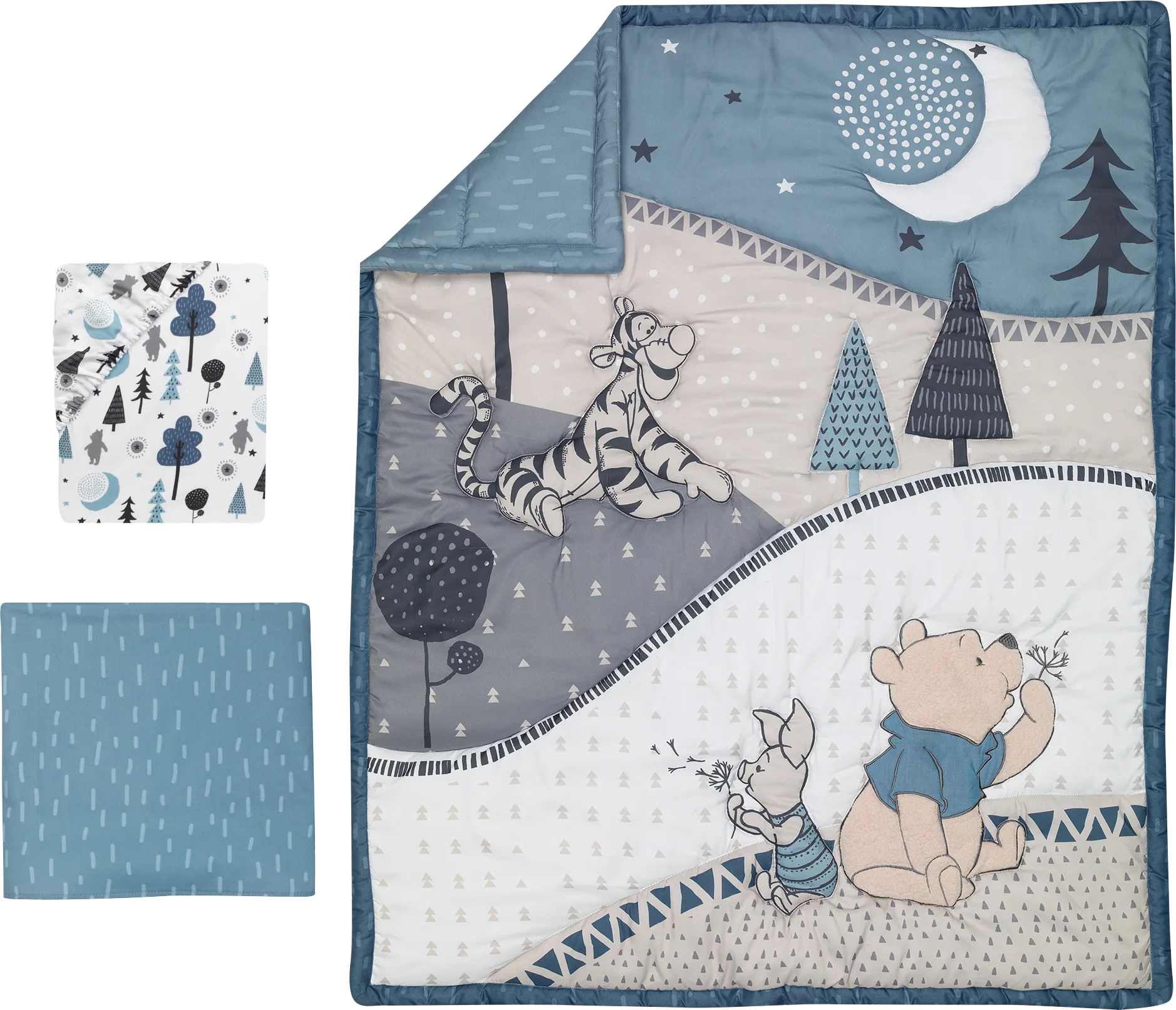 Kids Forever Pooh Blue Baby Bedding Set - Image 1
