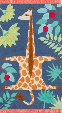 Kids Giggly Giraffe Navy 5' x 7' Rug