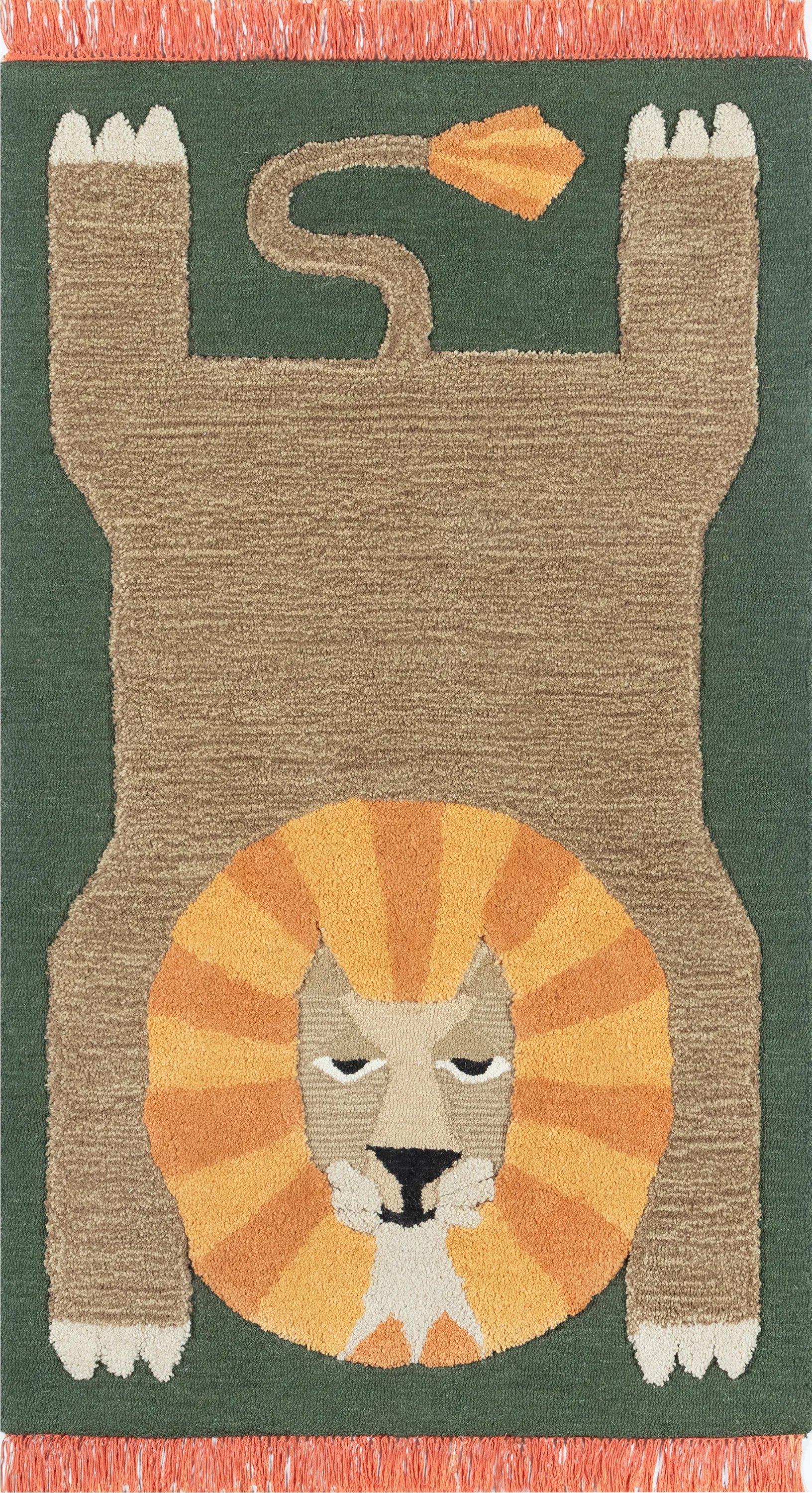 Kids Fierce Lion Green 5' x 7' Rug - Image 1