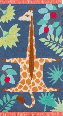 Kids Giggly Giraffe Navy 4' x 6' Rug